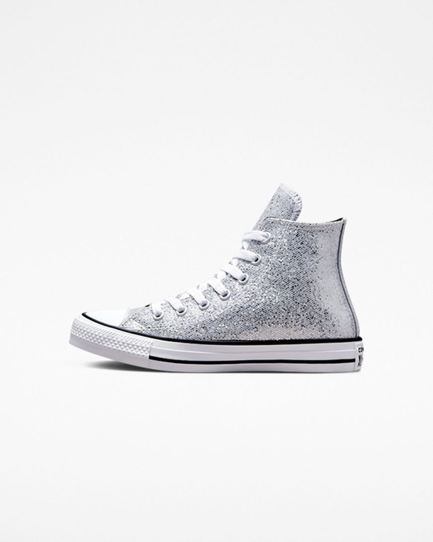 Tenisi Inalti Fete Converse Chuck Taylor All Star Glitter Argintii Gri Negrii | RO FCTEO563